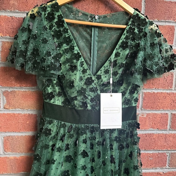 MAC DUGGAL Velvet Flower Embellished Midi Dress - Picture 6 of 11